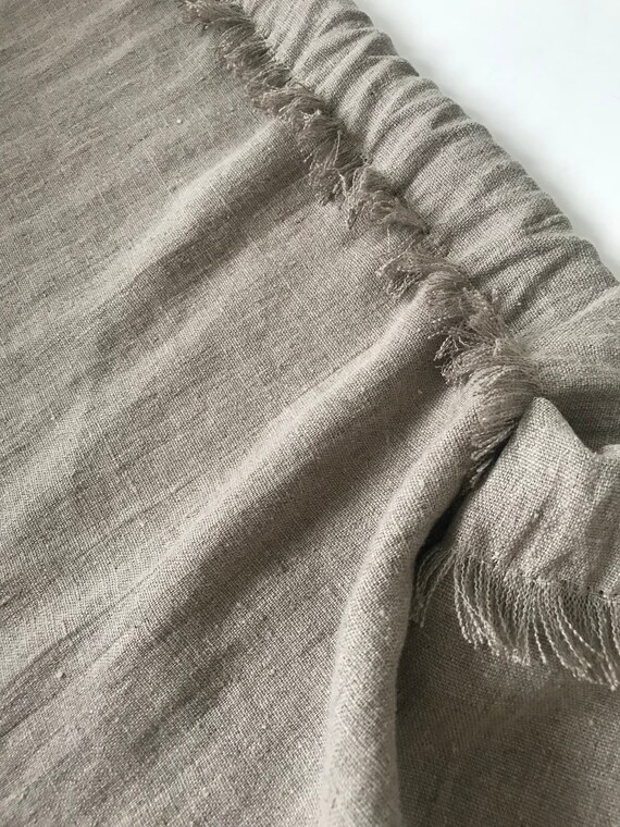 Rustic Chic Natural Linen Burlap Window Valance With Fringe Etsy