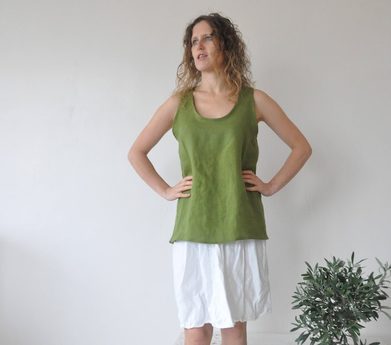 linen blouse white linen top plus size boho tunic Green linen tank top linen blouses women linen shirt tunics women tunics oversized