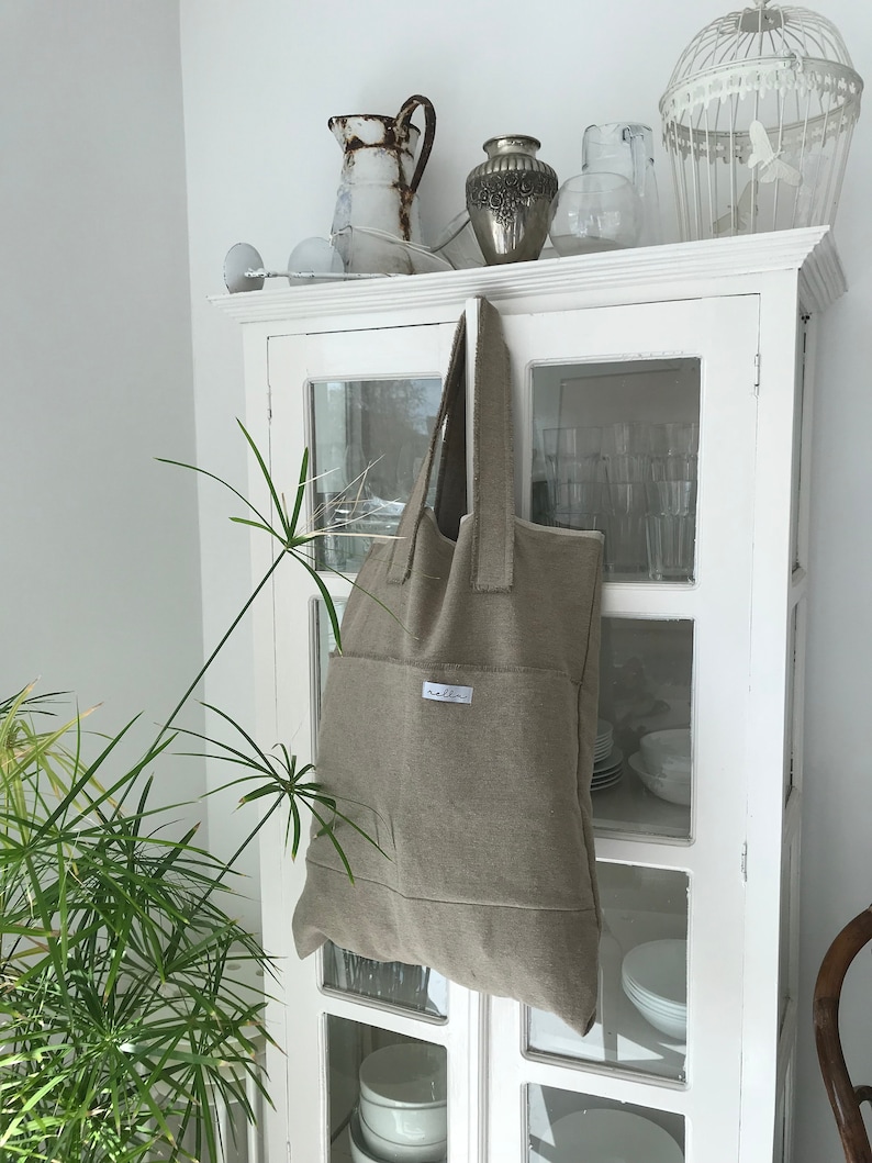 Natural linen tote bag burlap shopping bag rustic bag washed linen shoulder cabas Large tote shopping Shoulder Bag Weekender Beach Sac Cabas