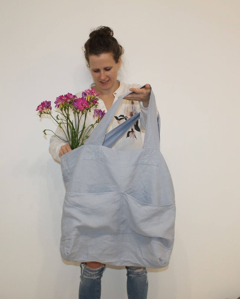 13 colors Linen bag natural oversize bag washed linen shoulder bag weekender sac cabas Large linen tote bag beach shopping bag XL Large bag