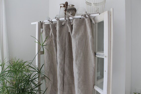 Handmade Natural Linen Curtain Drapes Washed French Style Etsy