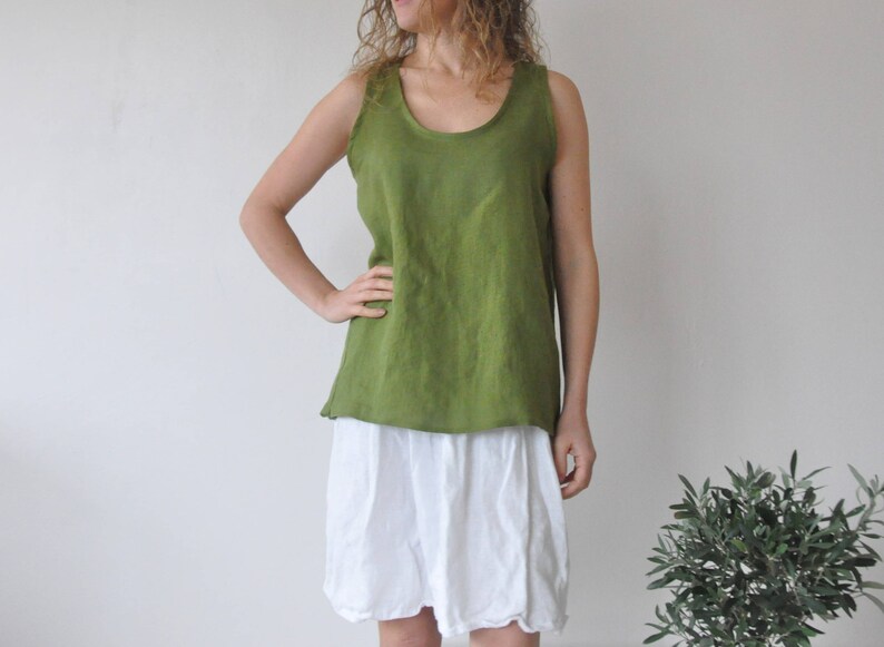 linen blouse white linen top plus size boho tunic Green linen tank top linen blouses women linen shirt tunics women tunics oversized