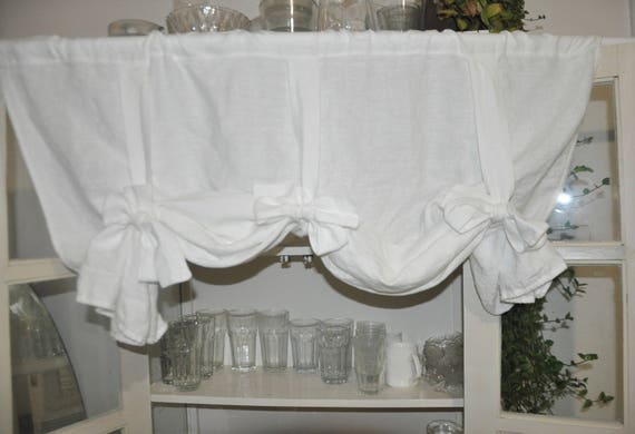 Wide Large Linen Handmade Washed Curtains Drapes Kitchen Tie Up Valance Window Treatment French Country Farmhouse Living Room Farmhouse