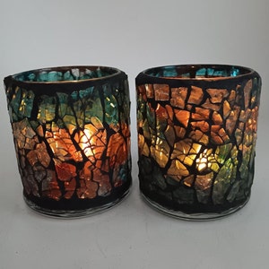 Large Glass Mosaic Candleholders