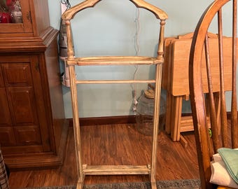 Vintage Wooden  valet Butler Stand w/ Tie Rack