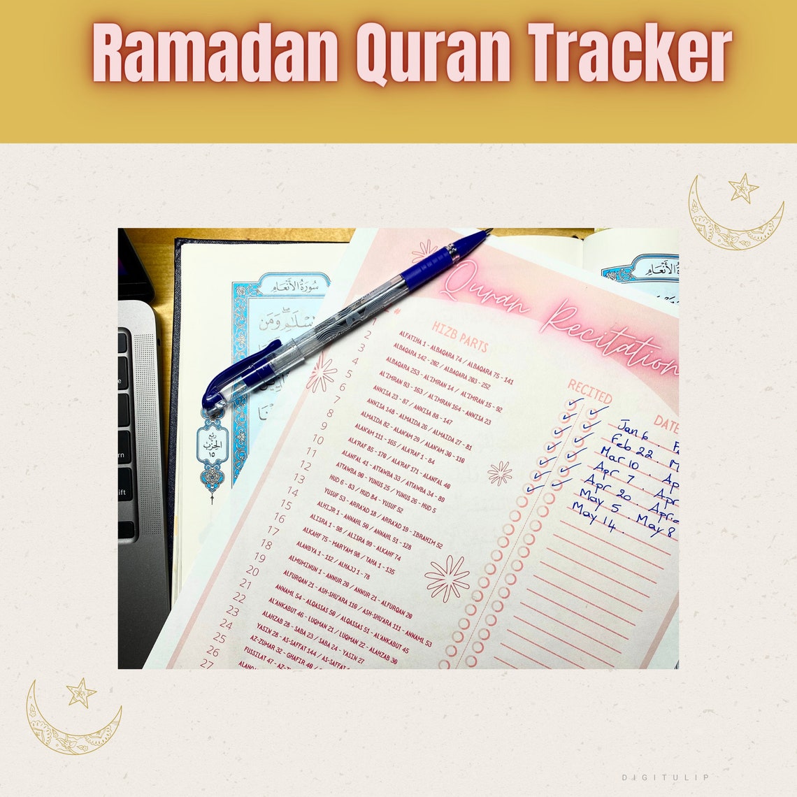 Ramadan Planner Printable Quran Tracker for Ramadan - Etsy