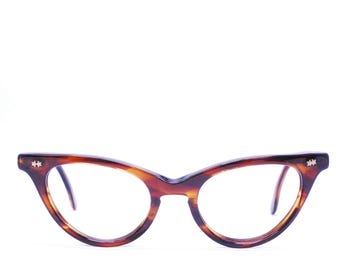Vintage 1950's Tortoise CAT EYE Eyeglasses / Retro Collectible Rare #2789