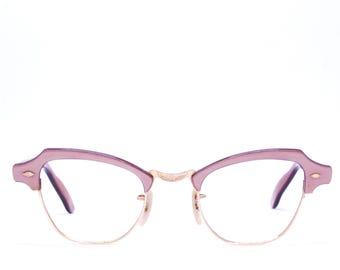 Vintage 1950's60's Brown BAUSCH & LOMB Cateye Eyeglasses / 1/10 12k GF / Retro Collectible Rare #2750