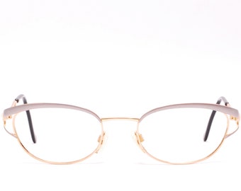 Vintage 1990's NEOSTYLE Gold and Grey Eyeglasses with Case / Model# Mozart 1408 / Made in Germany / Retro Collectible Rare #2570