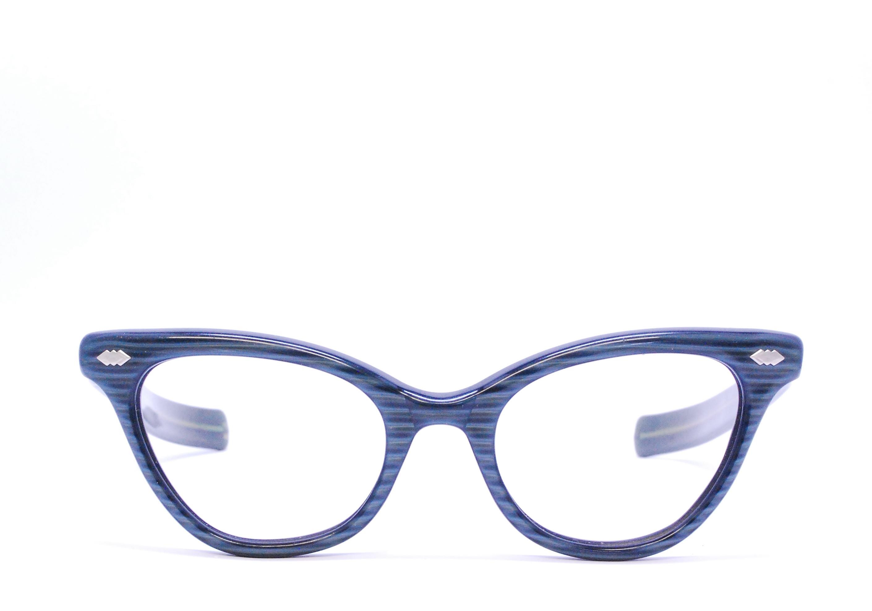 Vintage 1950's Striped LIBERTY CAT EYE Eyeglasses with Paddle Arms / Retro Collectable Rare #2790