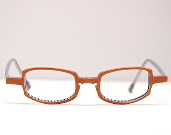 Vintage 1990&#39;s Lunettes ANNE et VALENTIN Red and Blue Designer Eyeglasses / Model# Nath / Made in FRANCE #1799