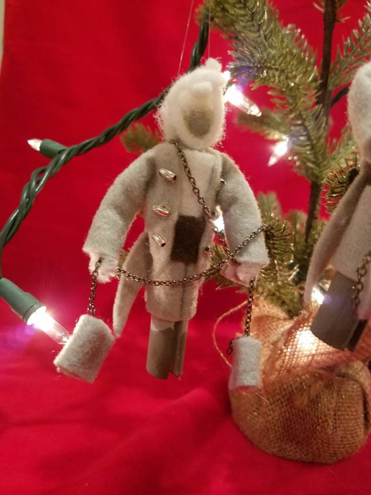 Jacob Marley carrying books and chains handmade by Ronda D. Etsy
