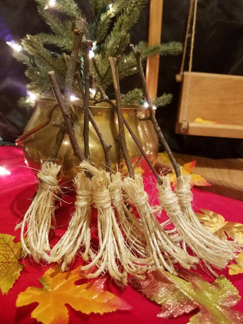 Broom miniature made with a twig and twine. 2 Etsy