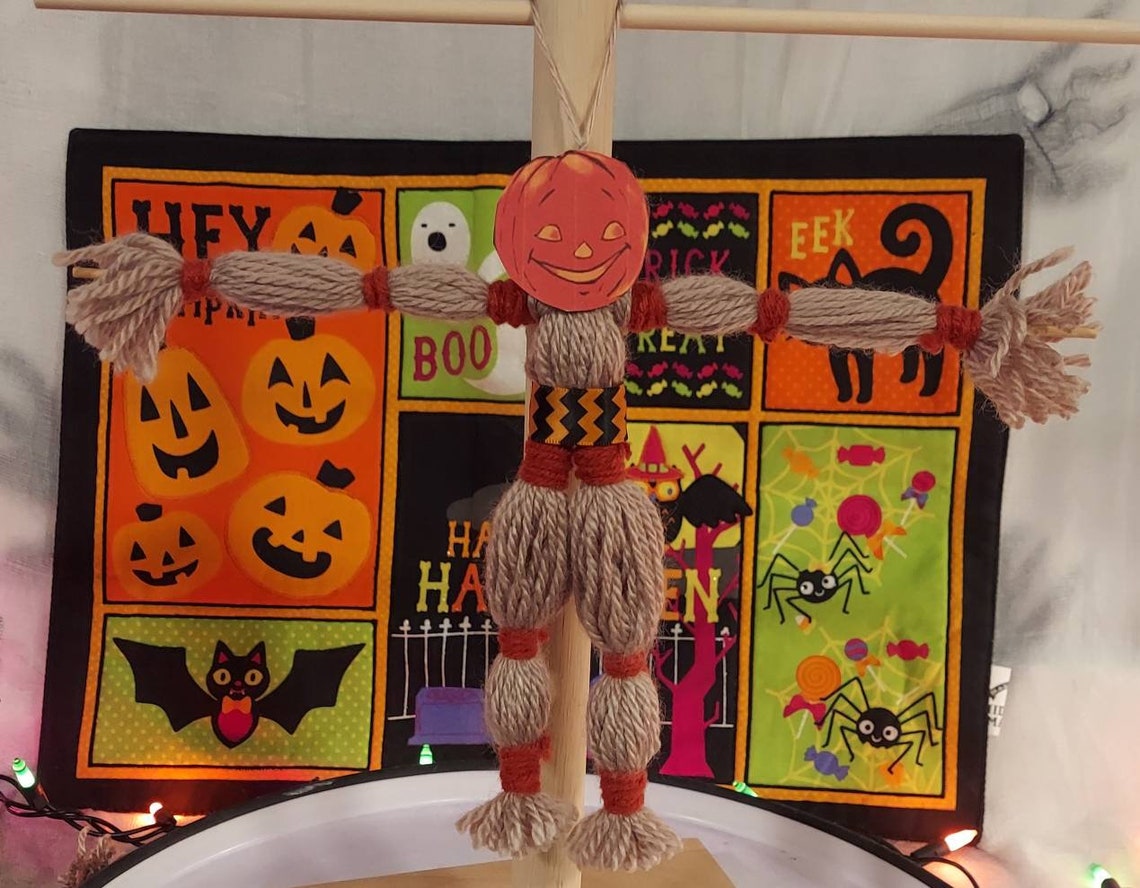 Yarn Scarecrow Halloween Doll Handmade Ornaments. Etsy
