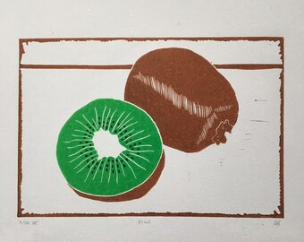 Kiwi original lino print