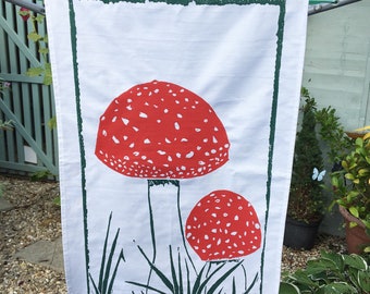 Mushroom Tea Towel - Pure cotton, screen printed