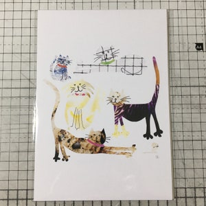 5 cats and a mouse collage - Art print A5