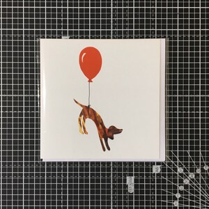 Hond en ballon wenskaart - van een originele collage