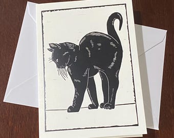 Black cat greetings card