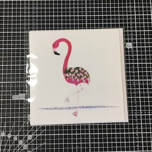 Flamingo wenskaart - van een originele collage