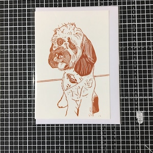 Tarjeta de felicitación para perros - de una impresión de lino