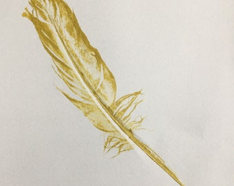 Golden feather mono type print