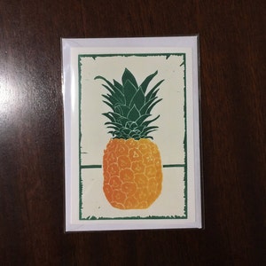 Tarjeta de felicitación impresa de lino de piña