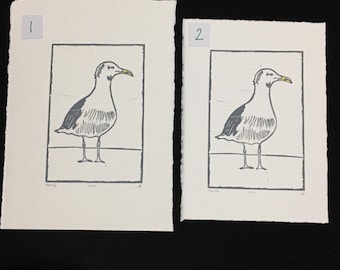Sea gull original lino print