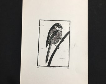 Long Tailed Tit original lino print