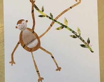 Monkey collage - Art print A5