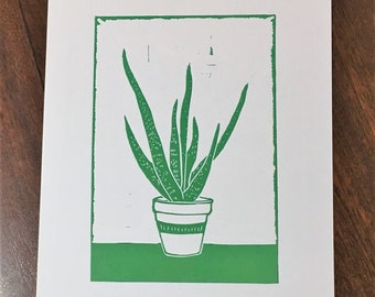 Aloe Vera art print - from an original lino print