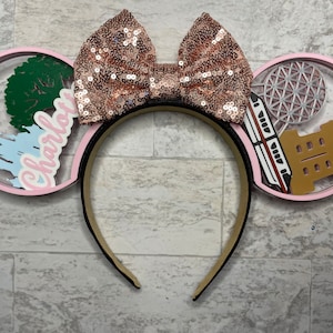 Custom Name Park Hopper Ears | Cinderella Castle 3D Printed Ears | Cinderella Castle Mouse Ears | | Park Hopping Mouse Ears