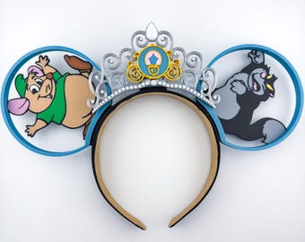 Cinderella Carriage 3D Ears | Cinderella Clock Mouse Ears with Crown | Cinderella 3D Ears | Interchangeable Mouse Ears | Customizable
