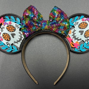 3D Coco Ears | Coco Mouse Ears | Land of the Dead Ears | Sugar Skull Mouse Ears | Interchangeable Ears | Coco Movie Ears | Choose Your Bow