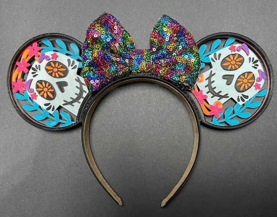 Coco  Floral Mouse Ears Headband - Multicolor Dia De Los Muertos Minnie Ears, Floral Sugar Skull Headband  main image 4
