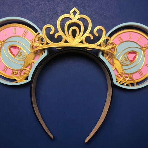 Cinderella Carriage 3D Ears | Cinderella Clock Mouse Ears with Crown | Cinderella 3D Ears | Interchangeable Mouse Ears | Customizable