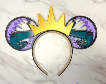 3D Evil Sea Witch Eels Ursula Mouse Ears | Interchangeable 3D Ears | Evil Sea Eel Ears | Ursula 3D Ears |