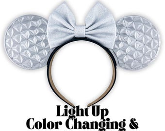 3D Light Up Color Changing Geodesic Sphere Ears | Grand Miraculous Spaceship Ears | 3D Printed Ears