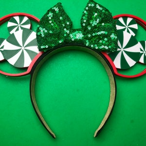 3D Peppermint Mouse Ears | 3D Mint Ears | 3D Christmas Ears | Interchangeable Ears | Christmas Mouse Ears