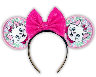 Marie Floral 3D Printed Ears | Elegant Aristocats Mouse Ears | Aristocats Mouse Ears