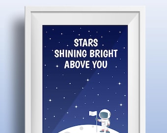 Astronaut Print | Nursery Space Print | Nursery Decor | Nursery Art | Astronaut Printable | Astronaut Poster | Nursery Wall Art | Blue Stars