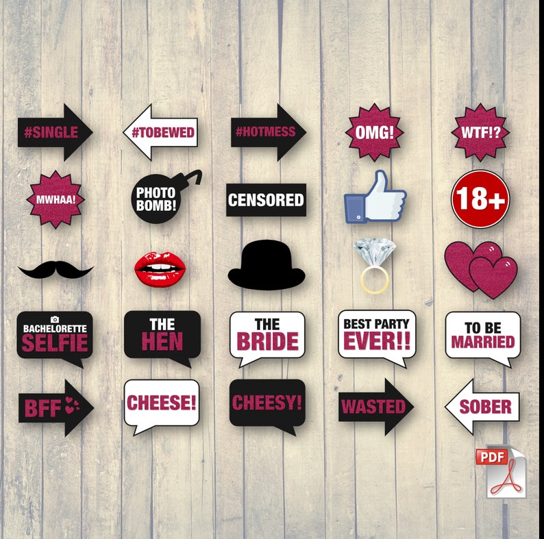 50 Fun Printable Bachelorette Party Props Hen Party Props Etsy