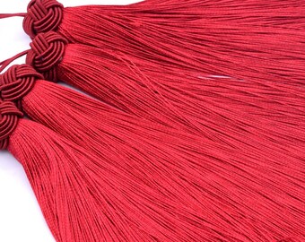 2 Pcs - 5.9" / 15CM Blood Red Tassel Polyester 1.7CM Thickness Handcraft High Quality Tassels (60865)