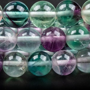 Genuine Natural Fluorite Gemstone Beads 7-8MM Multicolor Round AA+ Quality Loose Beads (117052)