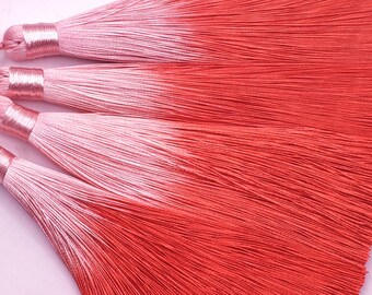 2 Pcs - 5.12" / 13CM Gradient Red Tassel Polyester 1.1CM Thickness Handcraft High Quality Tassels (60793)