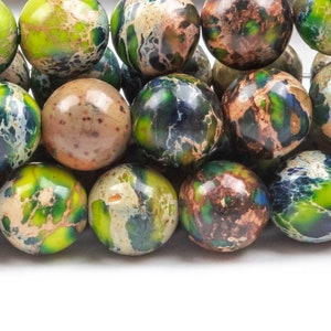Sea Sediment Imperial Jasper Gemstone Beads 8MM Green Round AAA Quality Loose Beads (124902)
