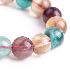18 Pcs - 11-12MM Multicolor Fluorite Bracelet Grade AAA Genuine Natural Round Gemstone Beads (117931h-3986)