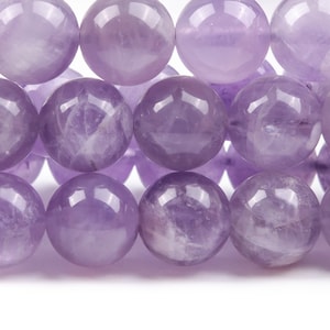 Genuine Natural Amethyst Gemstone Beads 10-11MM Light Purple Round AA Quality Loose Beads (124646)