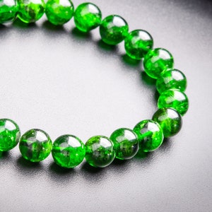 8MM Transparent Chrome Diopside Bracelet Intense Forest Green