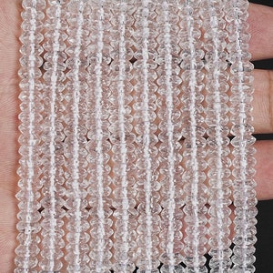 Genuine Natural Crystal Quartz Gemstone Beads 6x3MM Clear Faceted Rondelle AAA Quality Loose Beads (118452)